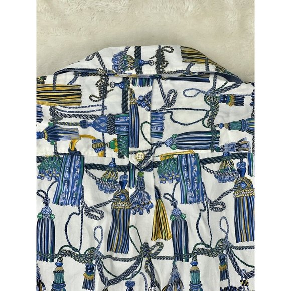 Tommy Hilfiger Shirt Womens Size Large Long Sleeve Tassel Print Button Front - Picture 8 of 16